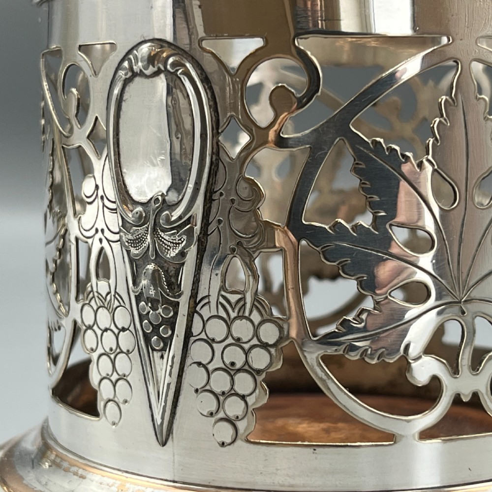 Pair Art Nouveau Silver Plated Wine Coasters Bottle Holders Syphon Stands View XI