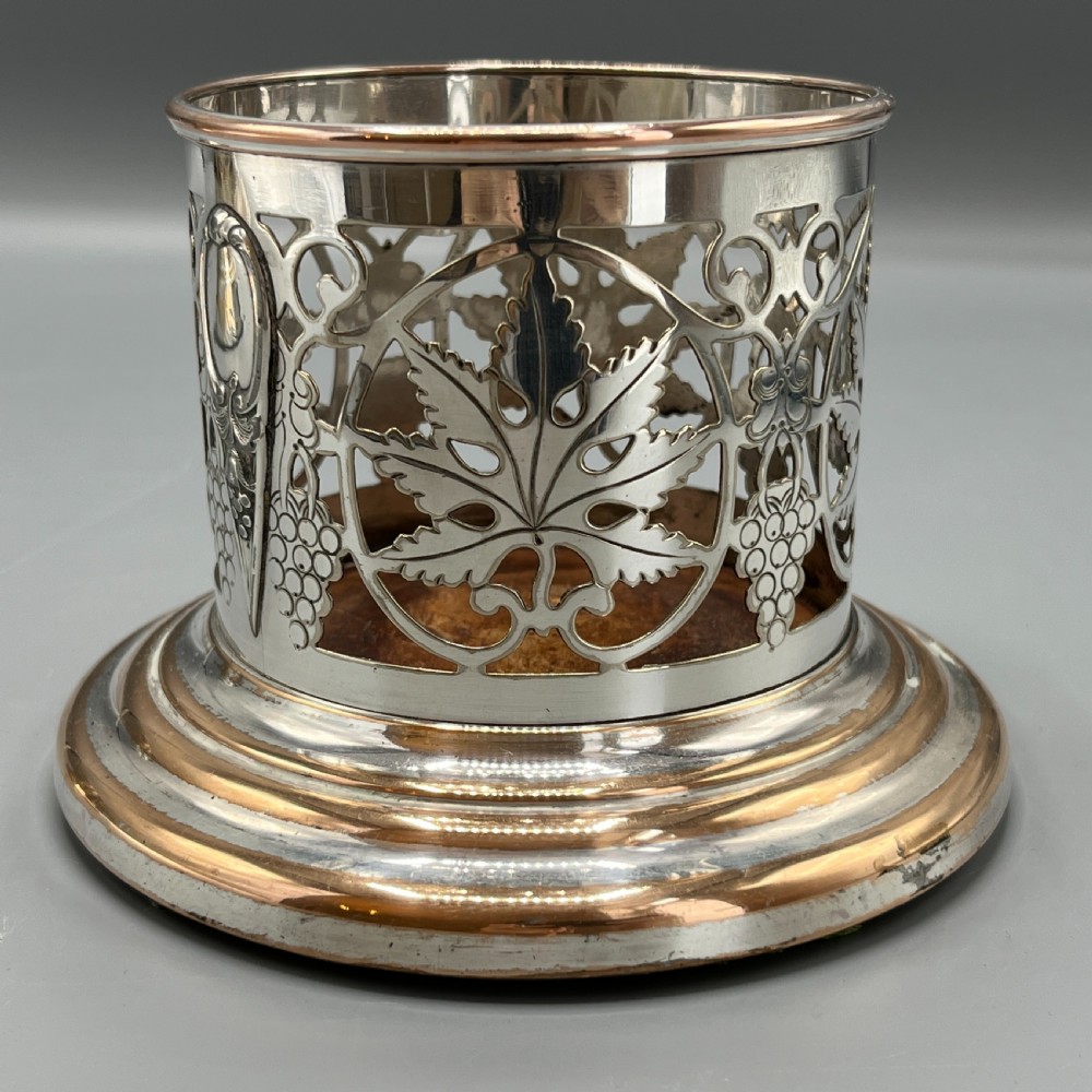 Pair Art Nouveau Silver Plated Wine Coasters Bottle Holders Syphon Stands View XII