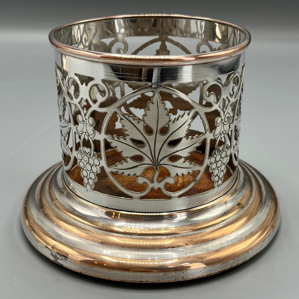 Pair Art Nouveau Silver Plated Wine Coasters Bottle Holders Syphon Stands View XIII