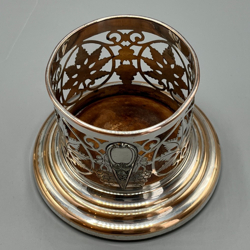 Pair Art Nouveau Silver Plated Wine Coasters Bottle Holders Syphon Stands View XV