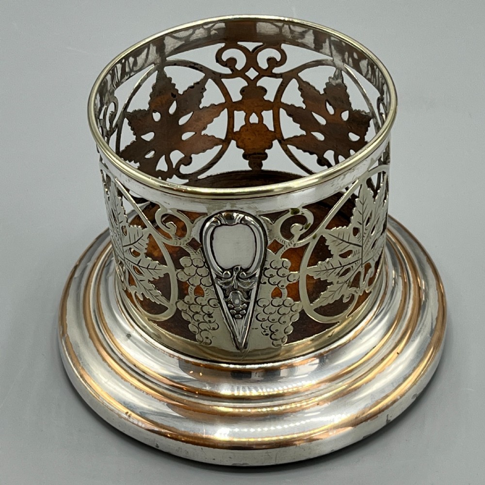 Pair Art Nouveau Silver Plated Wine Coasters Bottle Holders Syphon Stands View XVIII