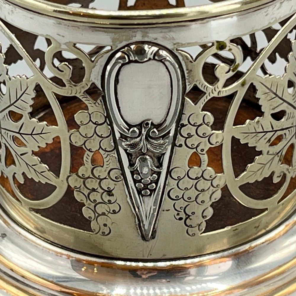 Pair Art Nouveau Silver Plated Wine Coasters Bottle Holders Syphon Stands View XIX