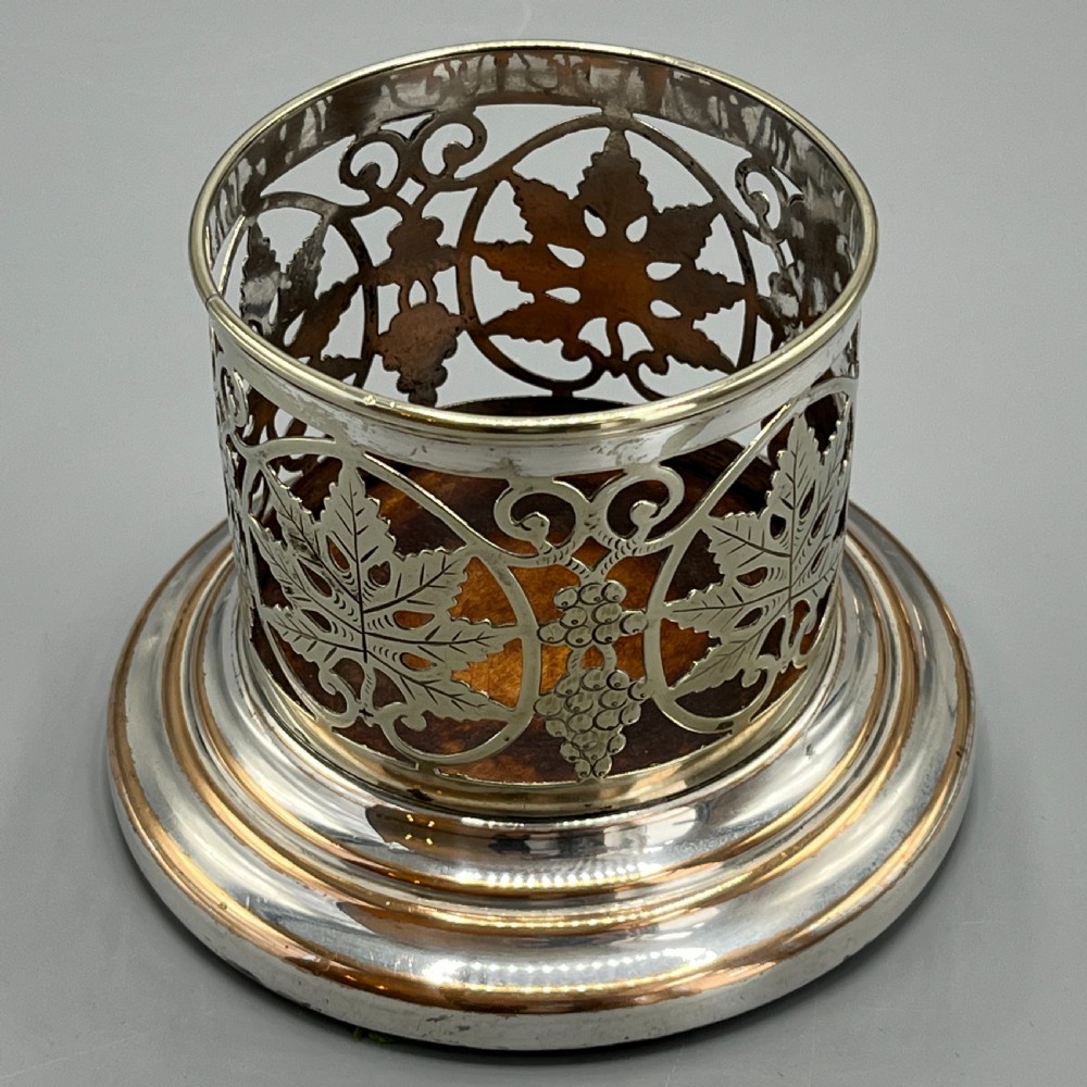 Pair Art Nouveau Silver Plated Wine Coasters Bottle Holders Syphon Stands View XXI