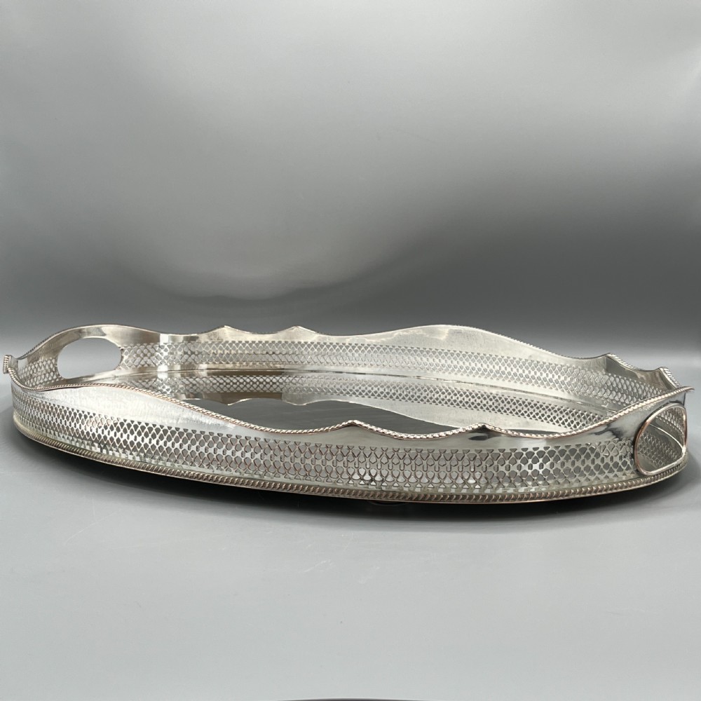 Extra Large Silver Plated Gallery Butler Serving Tray View II