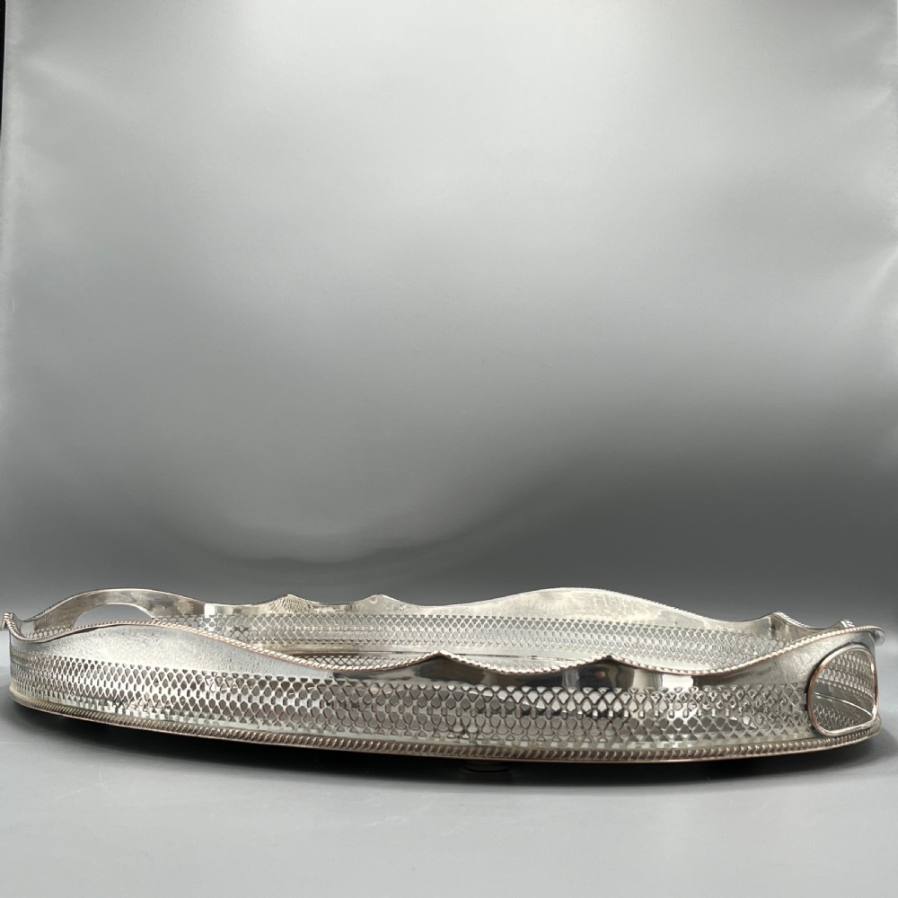 Extra Large Silver Plated Gallery Butler Serving Tray View IV