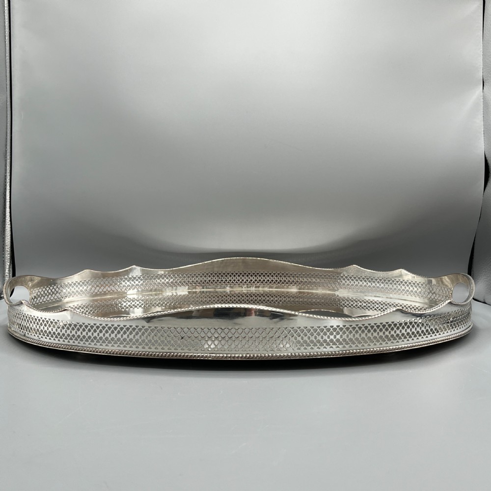 Extra Large Silver Plated Gallery Butler Serving Tray View VI