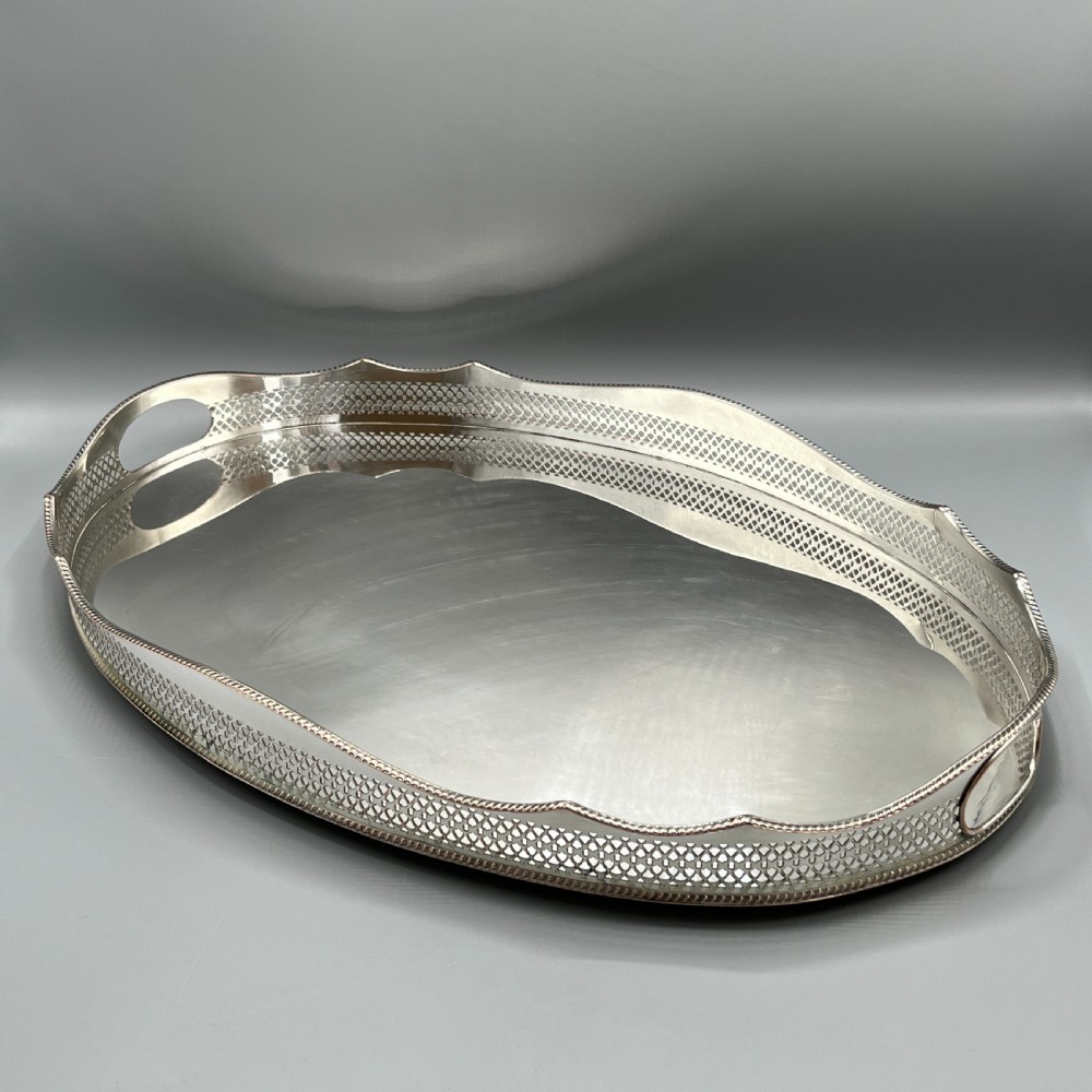 Extra Large Silver Plated Gallery Butler Serving Tray View VII