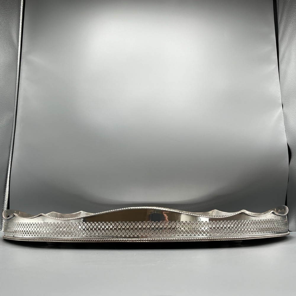 Extra Large Silver Plated Gallery Butler Serving Tray View VIII