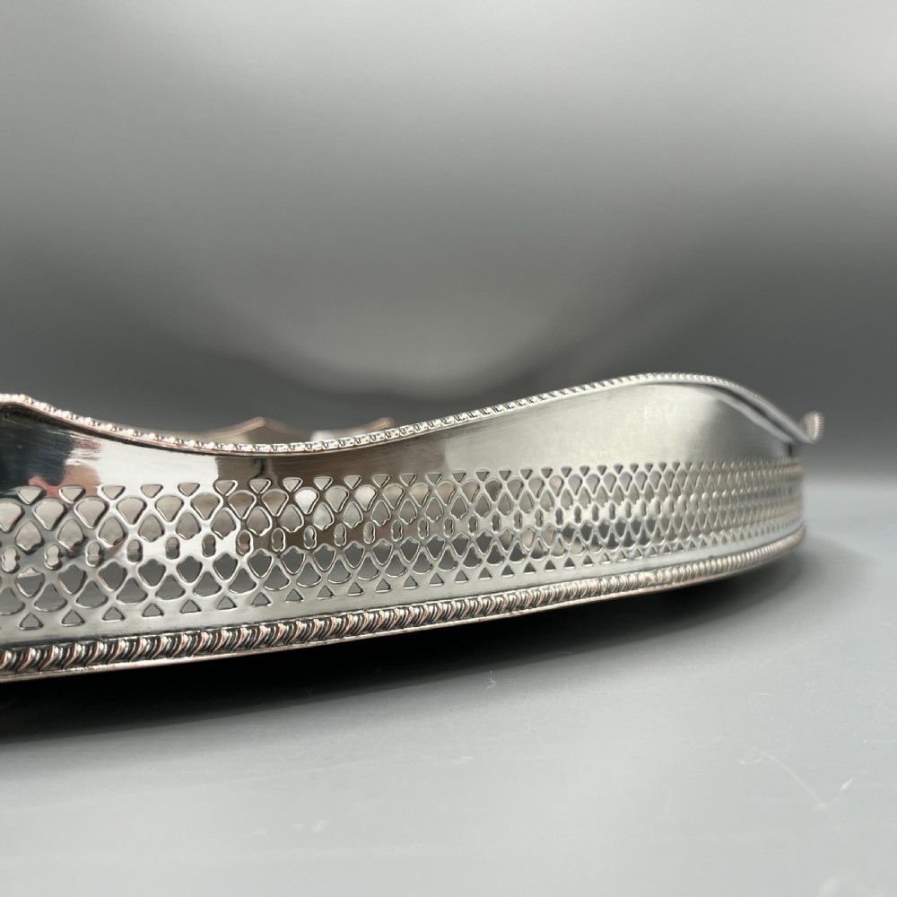 Extra Large Silver Plated Gallery Butler Serving Tray View IX