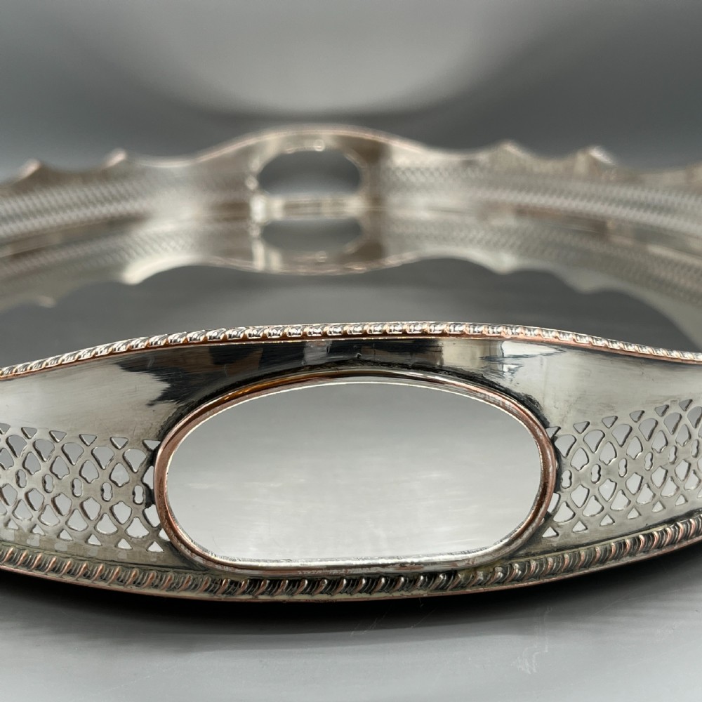 Extra Large Silver Plated Gallery Butler Serving Tray View XI