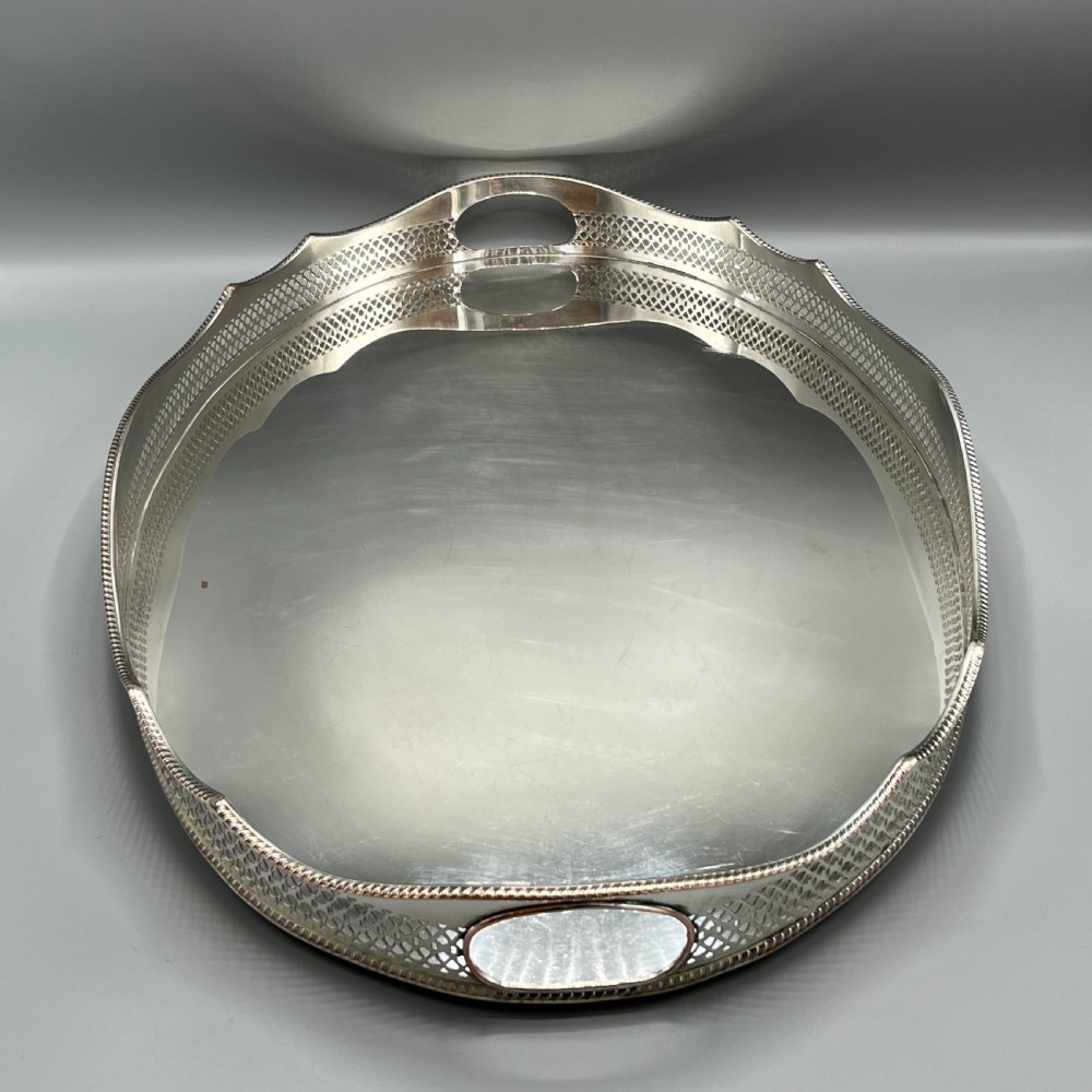 Extra Large Silver Plated Gallery Butler Serving Tray View XII