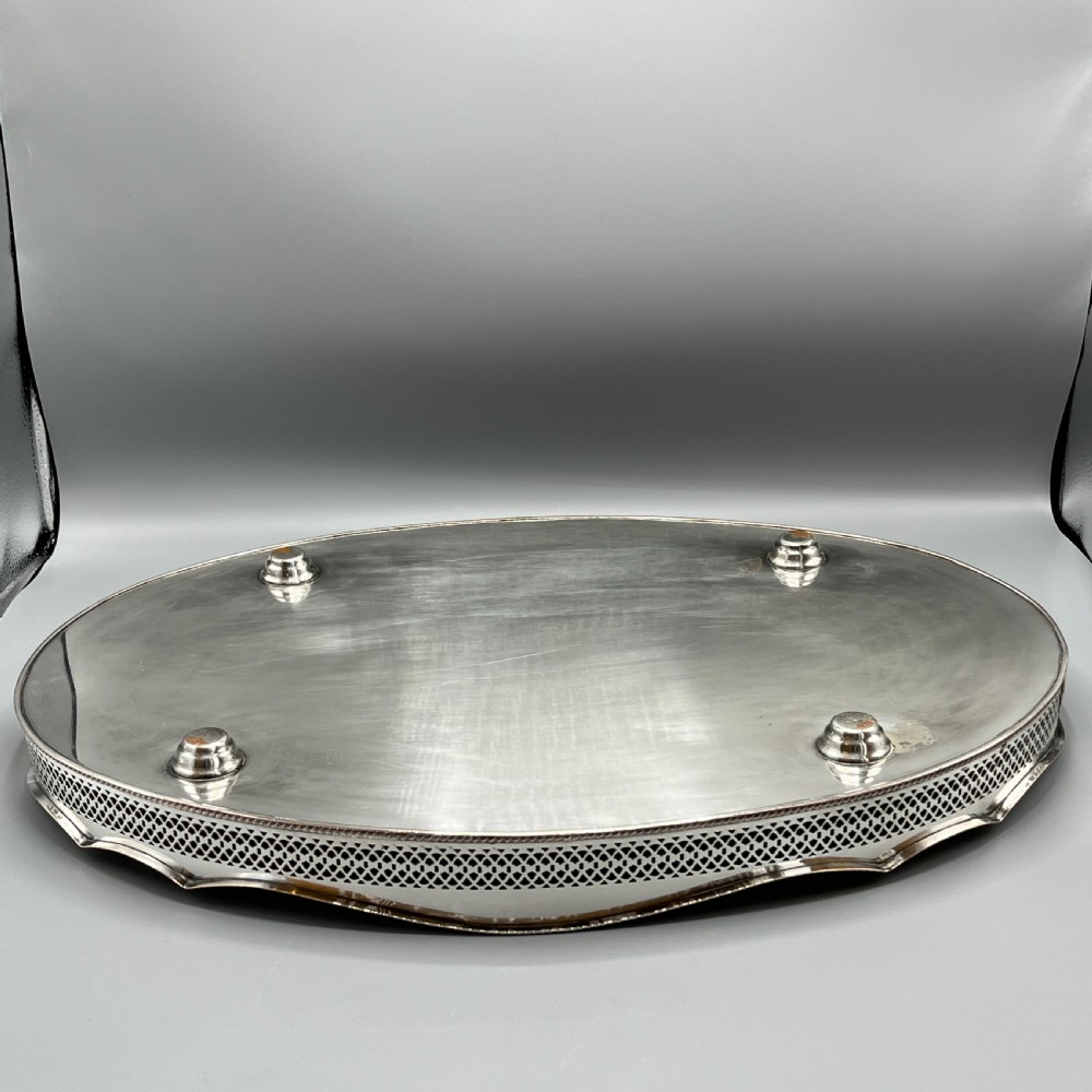 Extra Large Silver Plated Gallery Butler Serving Tray View XIV