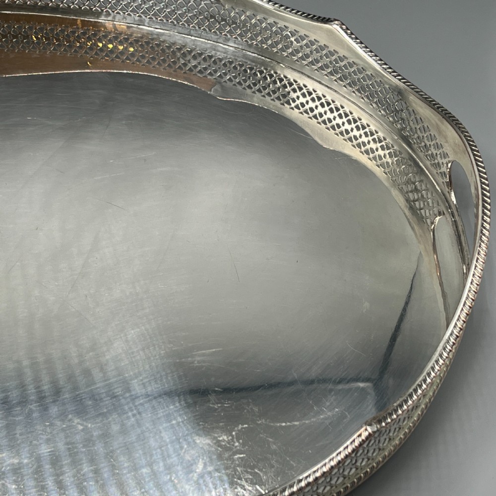 Extra Large Silver Plated Gallery Butler Serving Tray View XVII