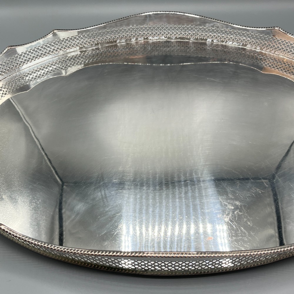 Extra Large Silver Plated Gallery Butler Serving Tray View XVIII