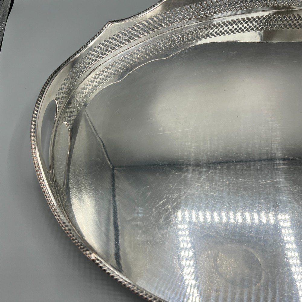Extra Large Silver Plated Gallery Butler Serving Tray View XX