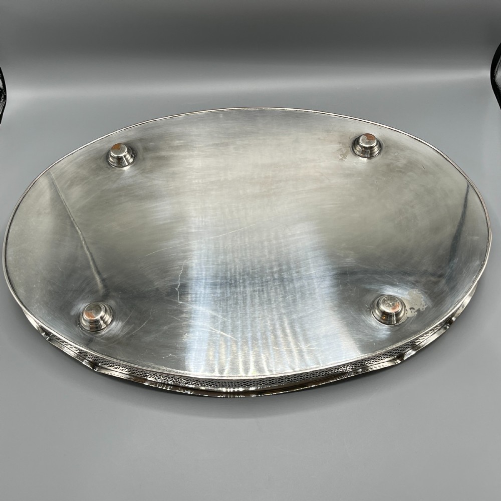 Extra Large Silver Plated Gallery Butler Serving Tray View XXI
