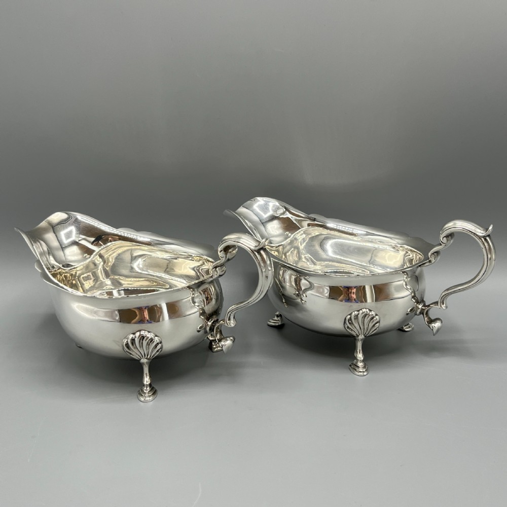 Pair Silver Plated Sauce Boats Mappin & Webb c1930