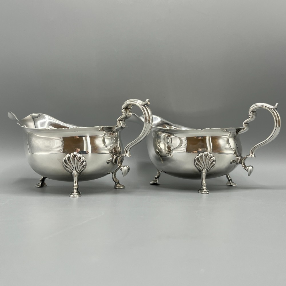Pair Silver Plated Sauce Boats Mappin & Webb c1930 View II