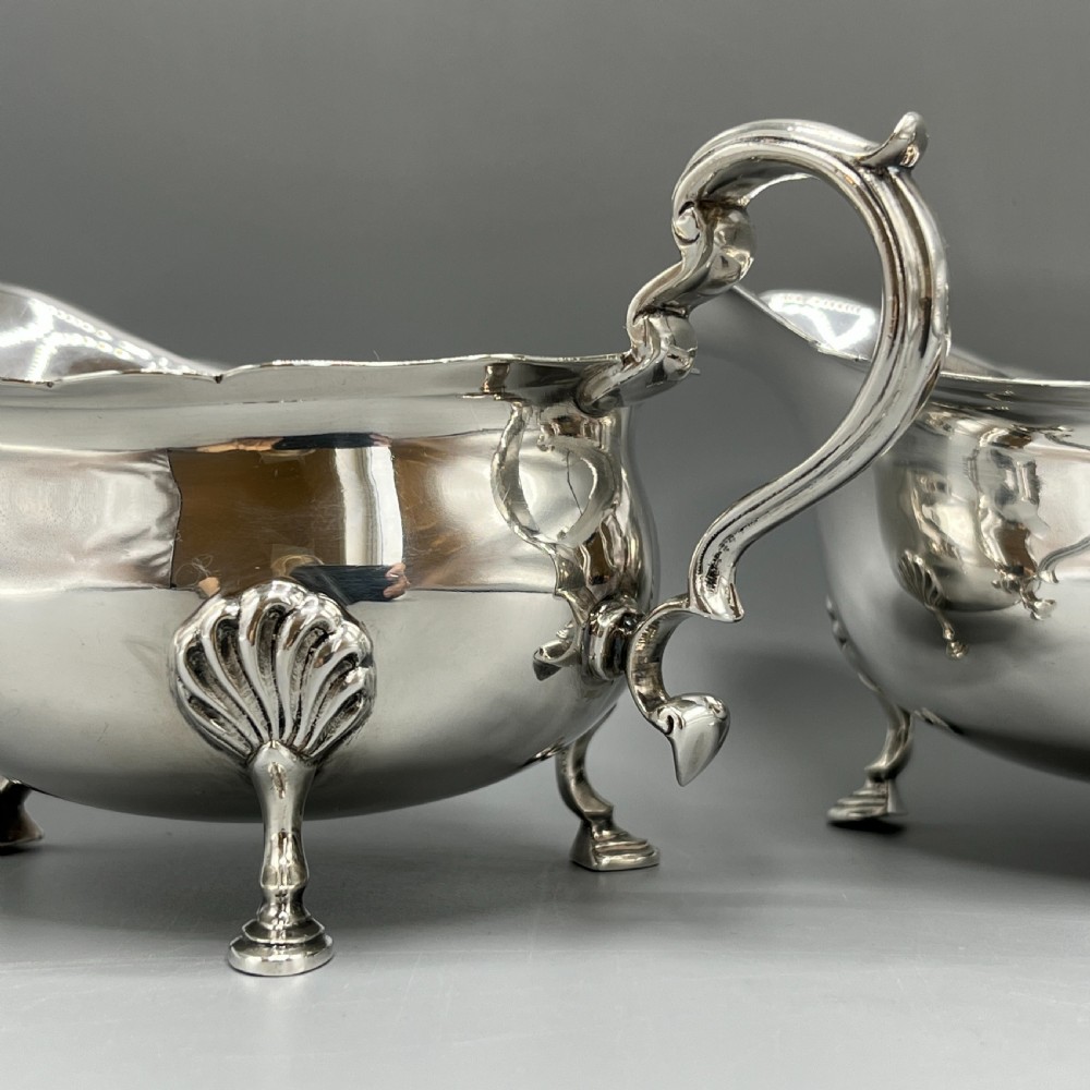 Pair Silver Plated Sauce Boats Mappin & Webb c1930 View III