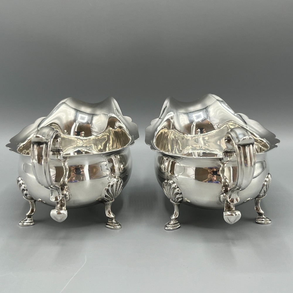 Pair Silver Plated Sauce Boats Mappin & Webb c1930 View V
