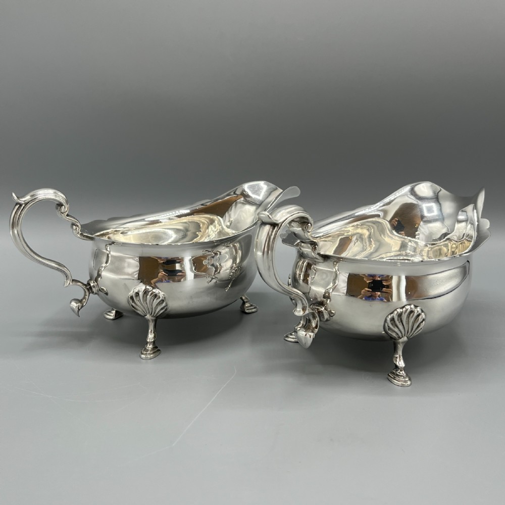 Pair Silver Plated Sauce Boats Mappin & Webb c1930 View VI