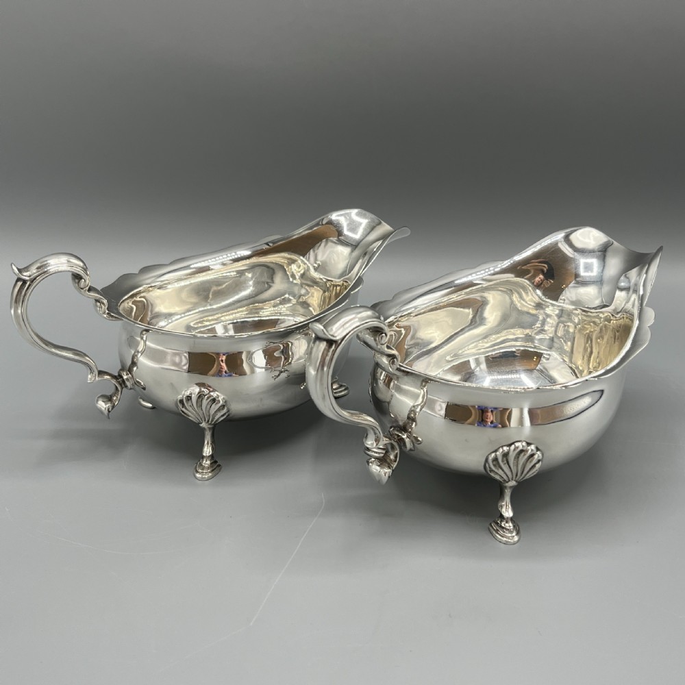 Pair Silver Plated Sauce Boats Mappin & Webb c1930 View X