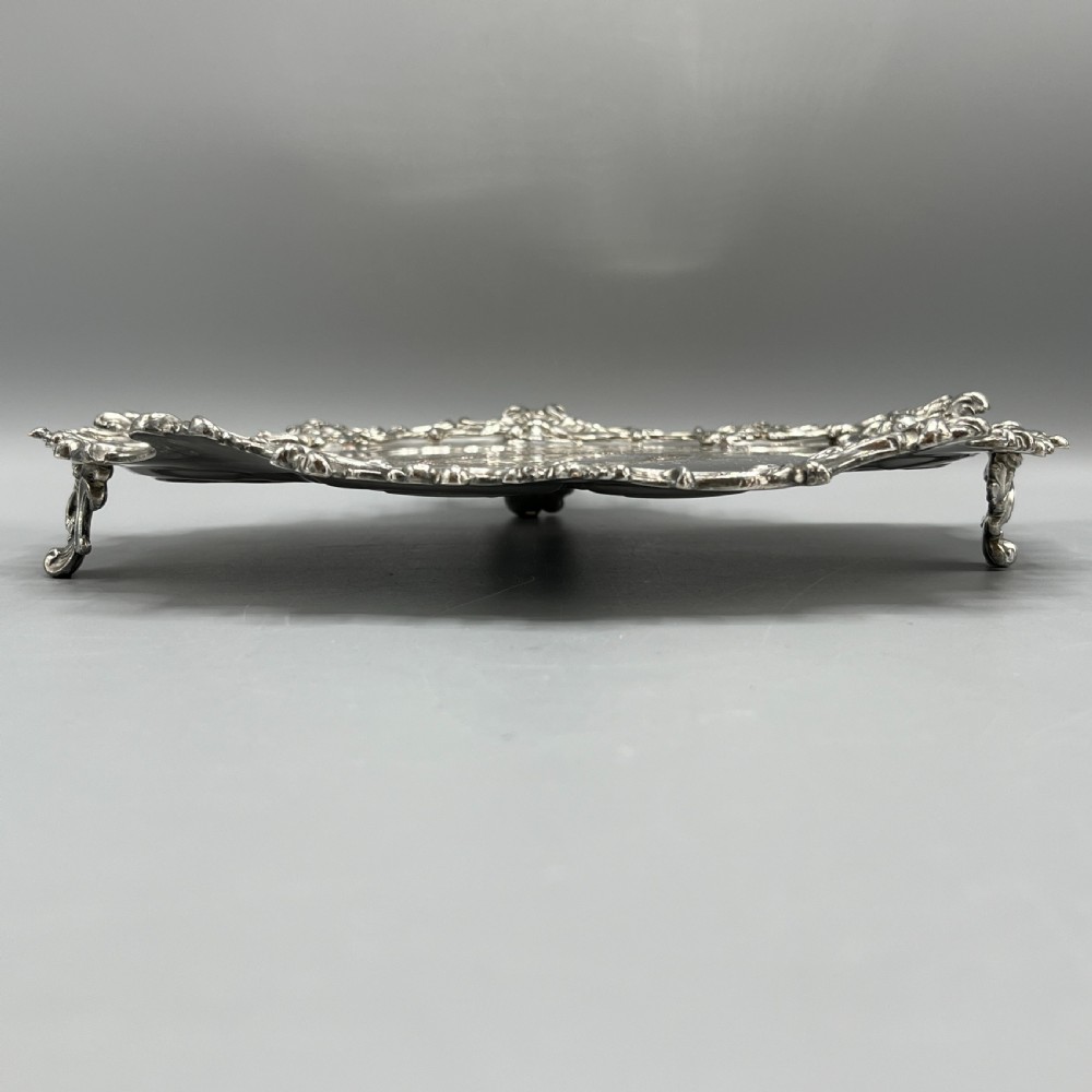 Sheffield Plated Footed Salver Tray with Byers Family Crest c1830 View VI
