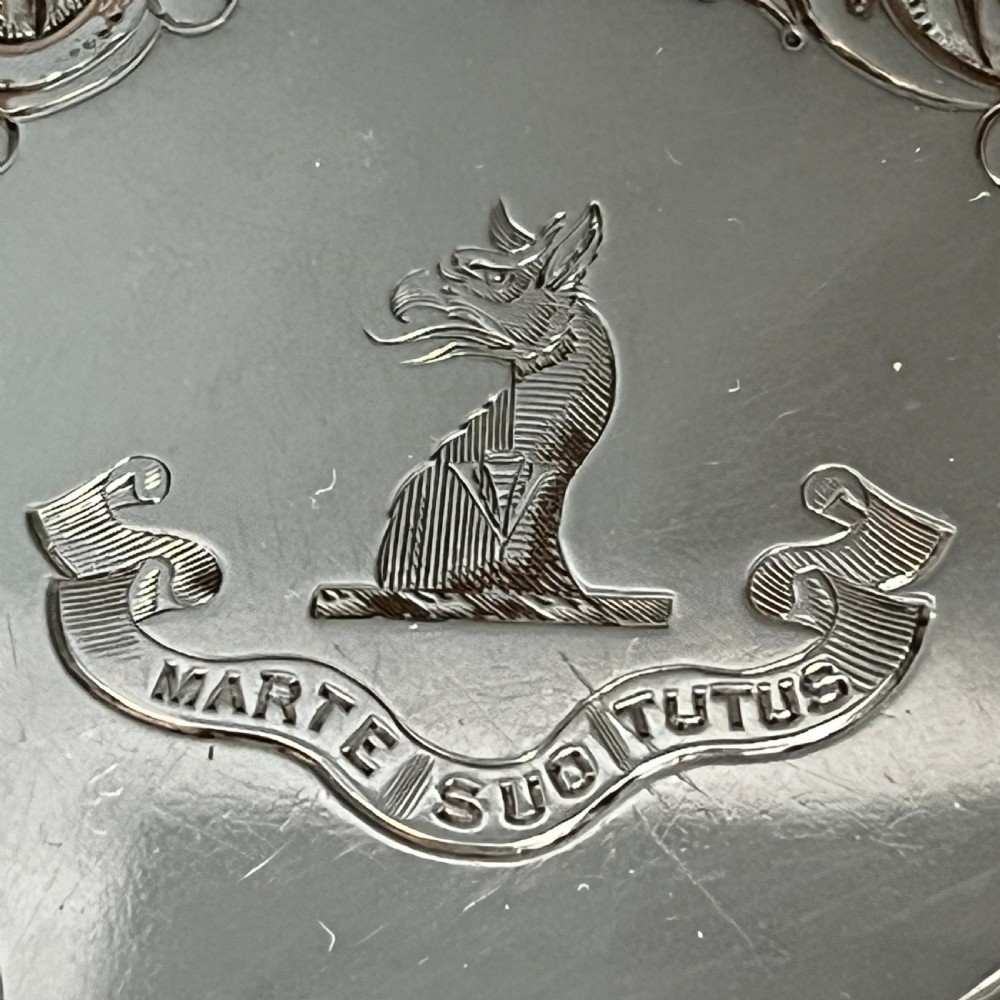 Sheffield Plated Footed Salver Tray with Byers Family Crest c1830 View IX