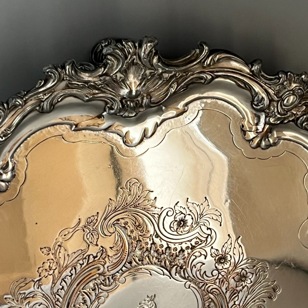 Sheffield Plated Footed Salver Tray with Byers Family Crest c1830 View XVII