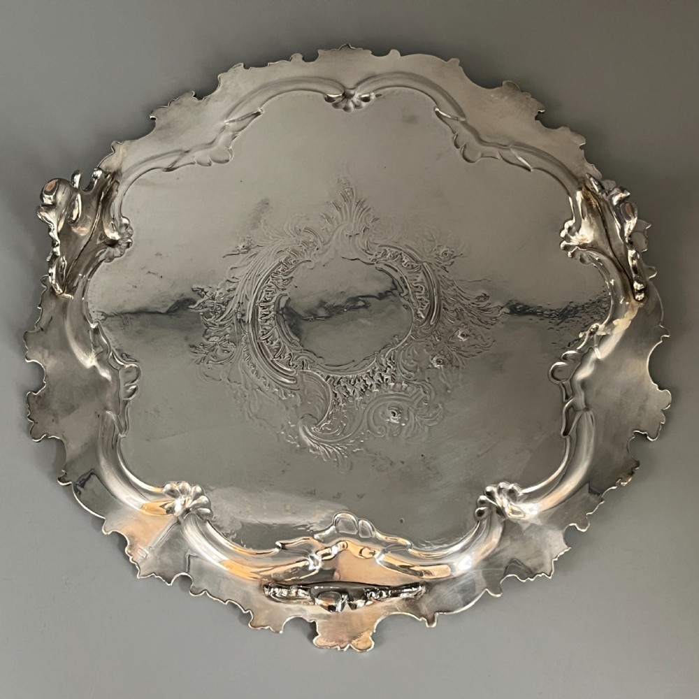 Sheffield Plated Footed Salver Tray with Byers Family Crest c1830 View XIX