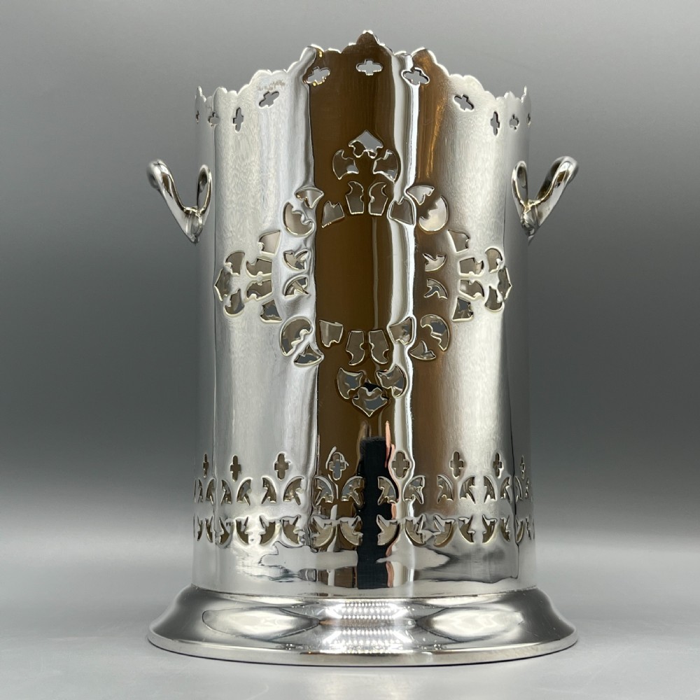 Silver Plated Pierced Wine Bottle Holder Syphon Stand