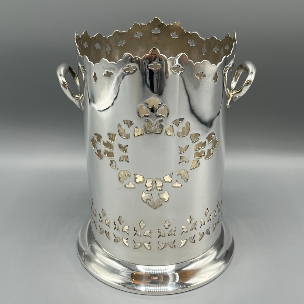 Silver Plated Pierced Wine Bottle Holder Syphon Stand View II