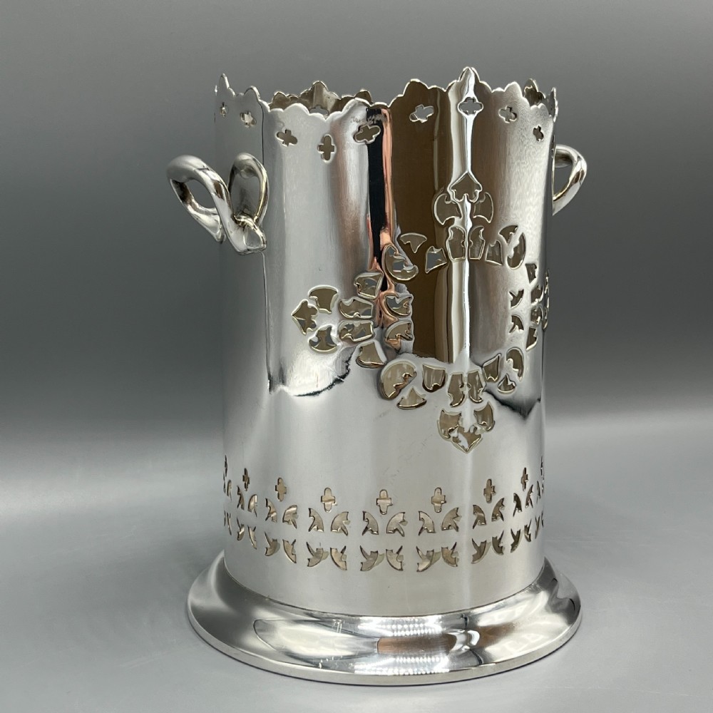 Silver Plated Pierced Wine Bottle Holder Syphon Stand View III