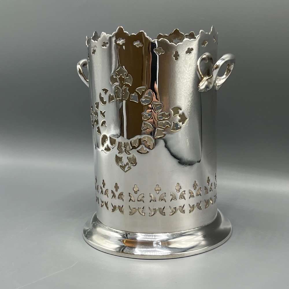 Silver Plated Pierced Wine Bottle Holder Syphon Stand View IV
