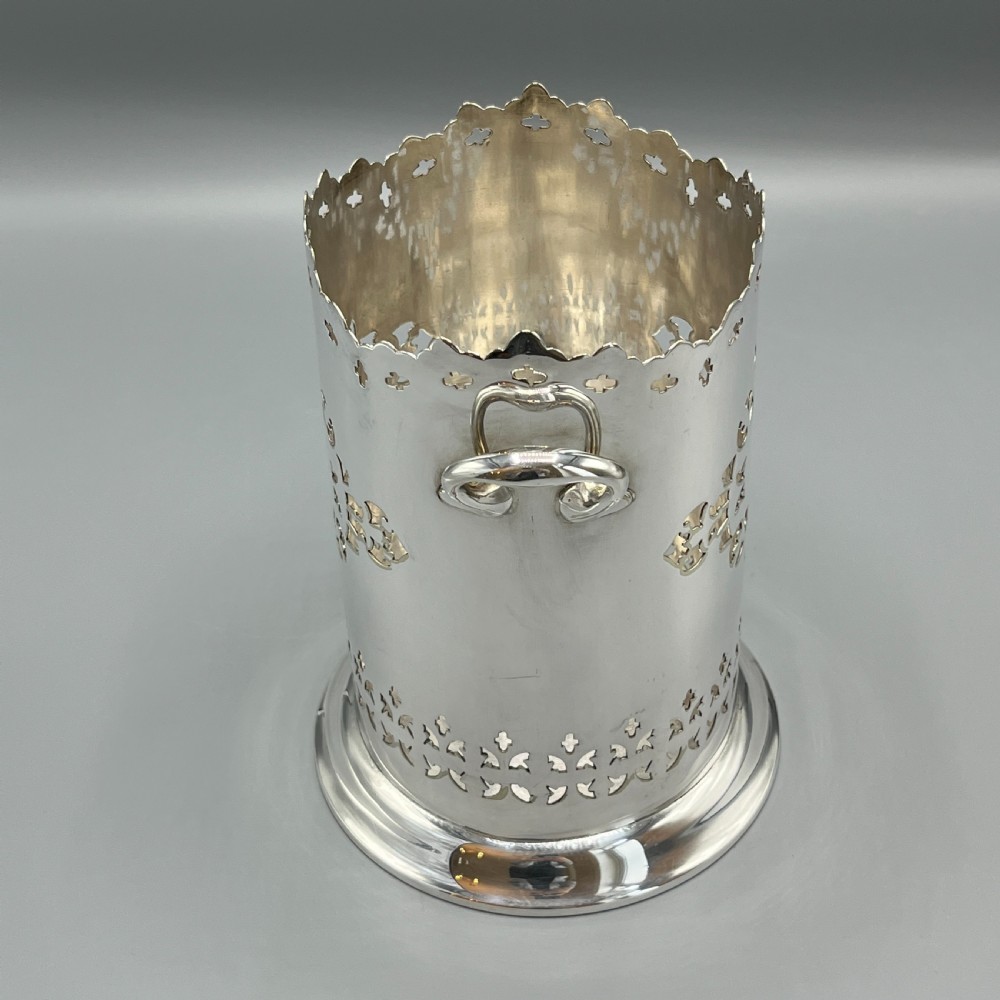 Silver Plated Pierced Wine Bottle Holder Syphon Stand View V