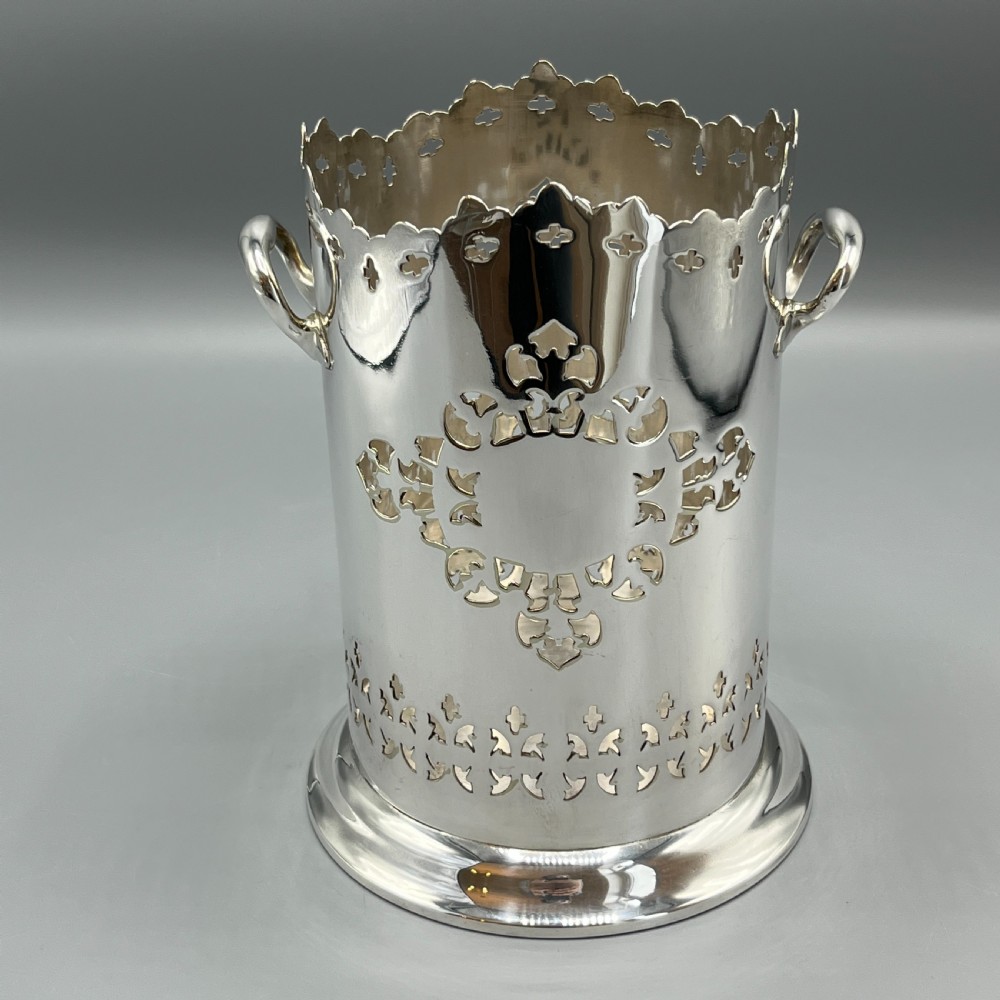 Silver Plated Pierced Wine Bottle Holder Syphon Stand View VII