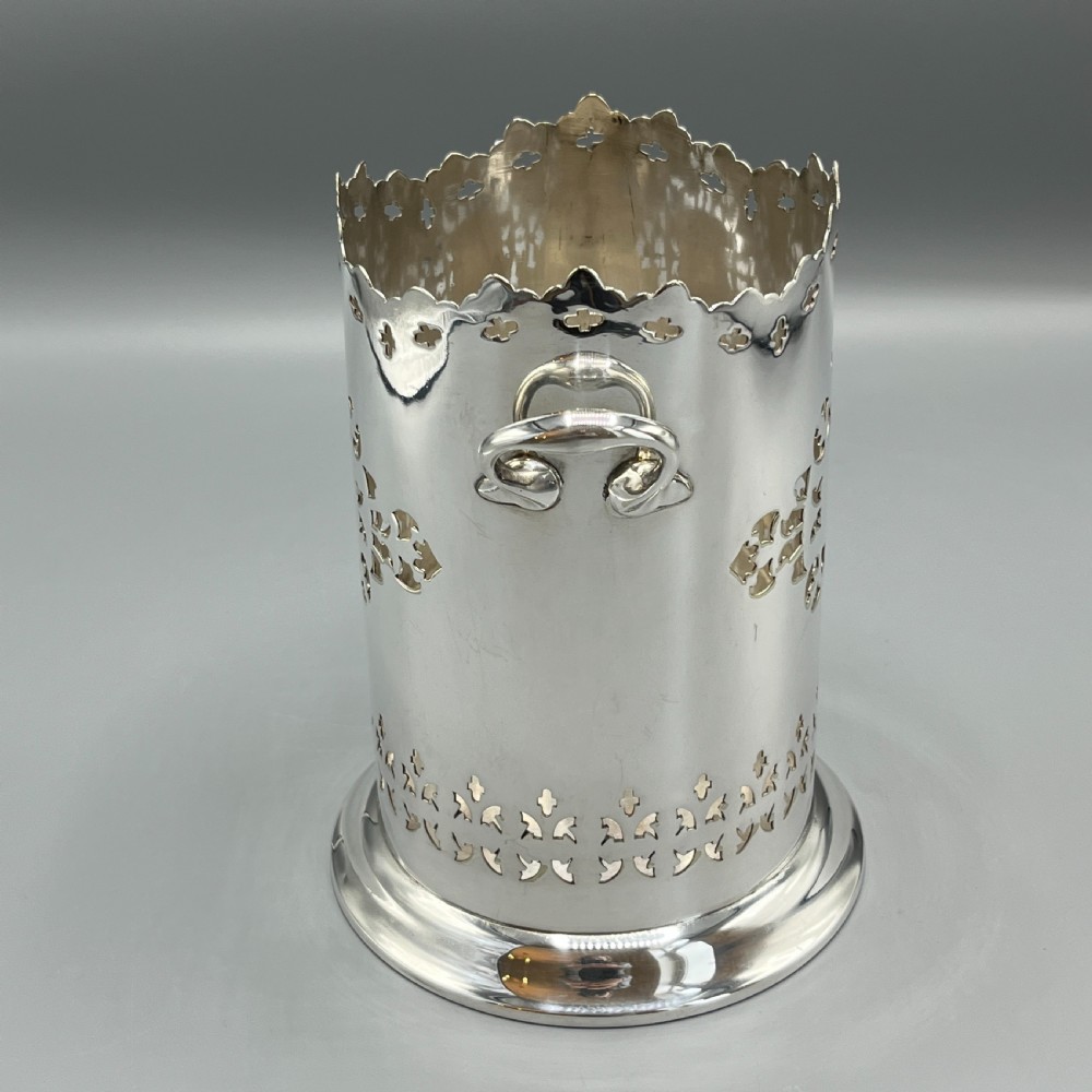 Silver Plated Pierced Wine Bottle Holder Syphon Stand View VIII