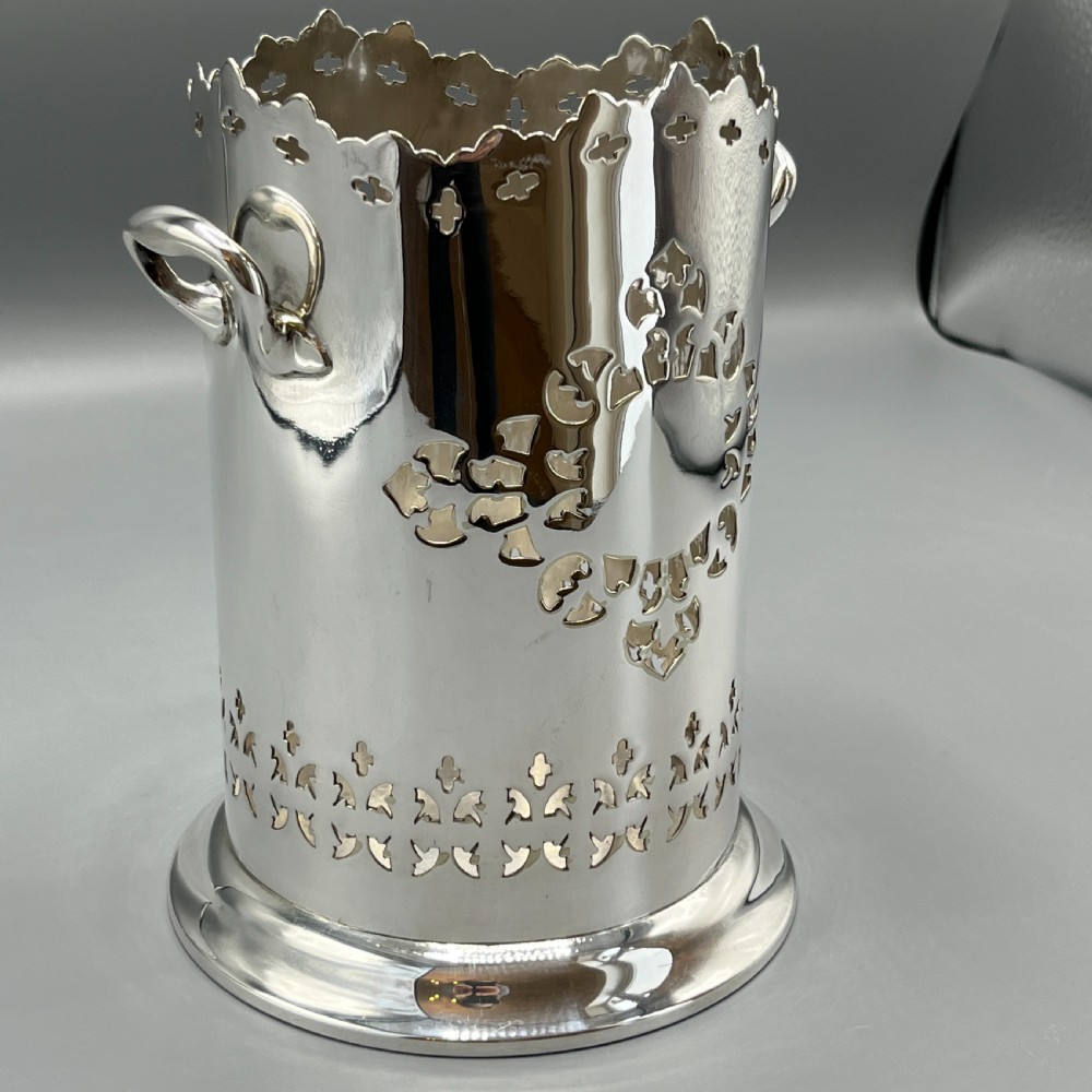 Silver Plated Pierced Wine Bottle Holder Syphon Stand View IX
