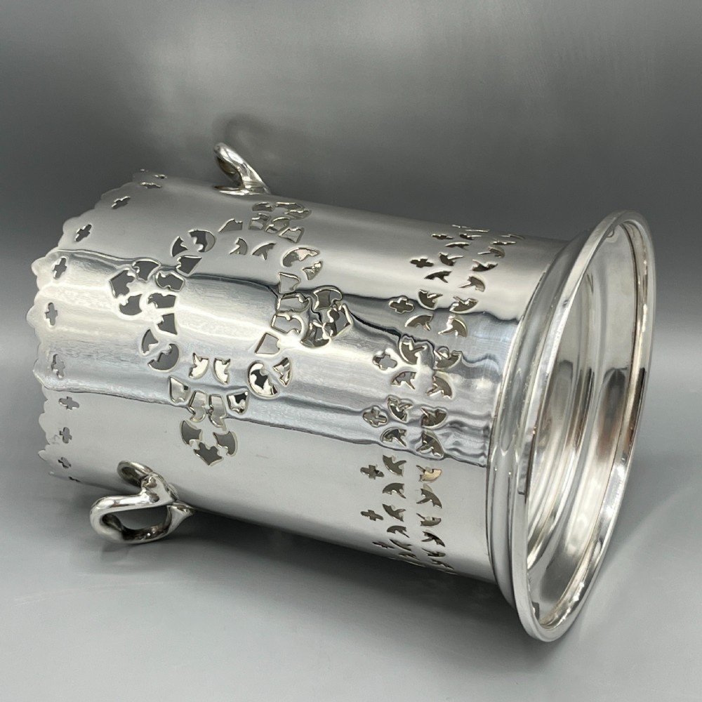 Silver Plated Pierced Wine Bottle Holder Syphon Stand View XII