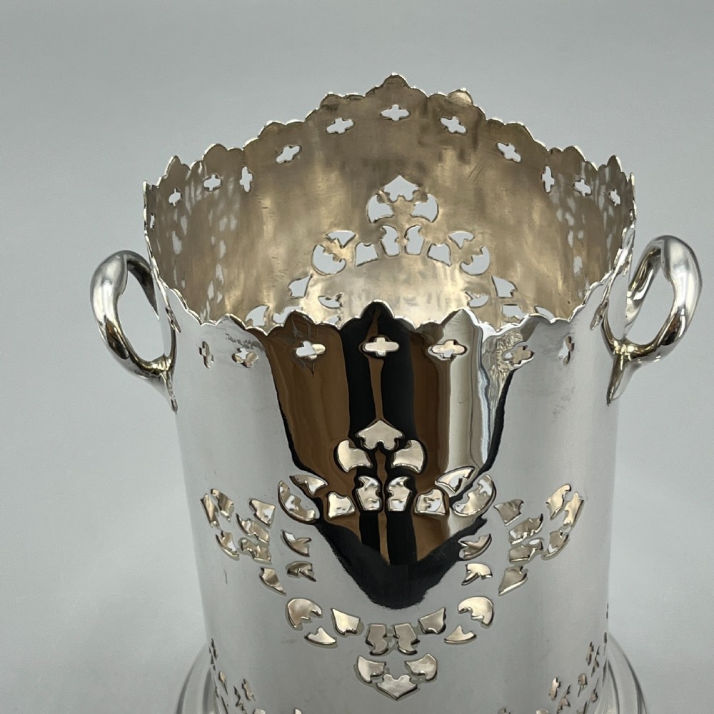 Silver Plated Pierced Wine Bottle Holder Syphon Stand View XIII