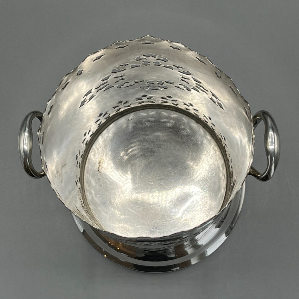 Silver Plated Pierced Wine Bottle Holder Syphon Stand View XV