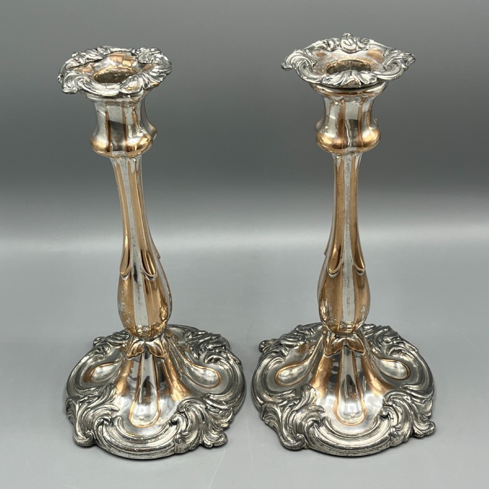 Pair Art Nouveau Silver Plated Candlesticks