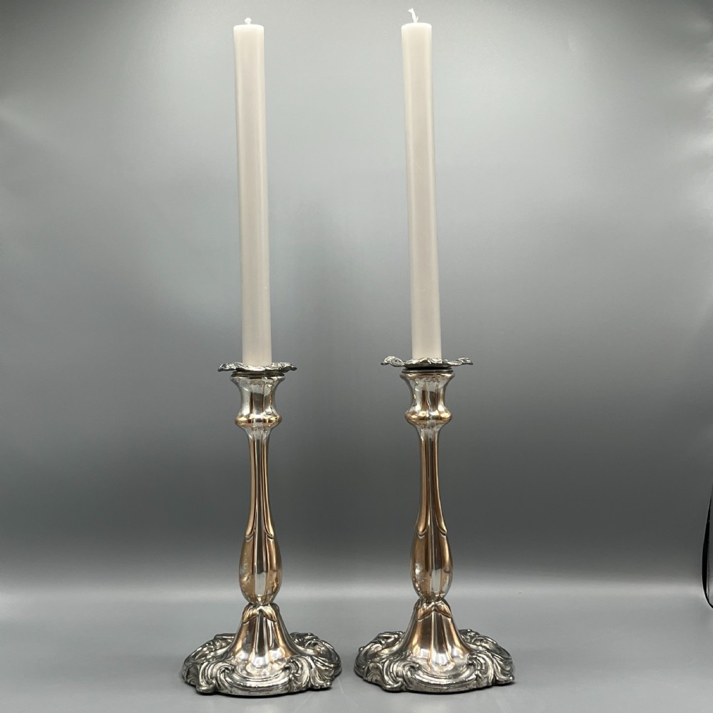 Pair Art Nouveau Silver Plated Candlesticks View II