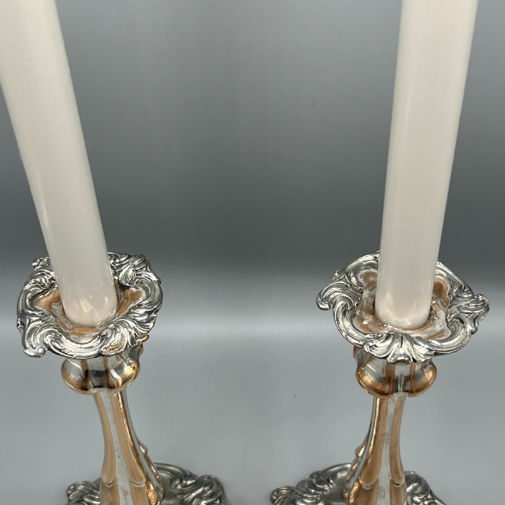 Pair Art Nouveau Silver Plated Candlesticks View III