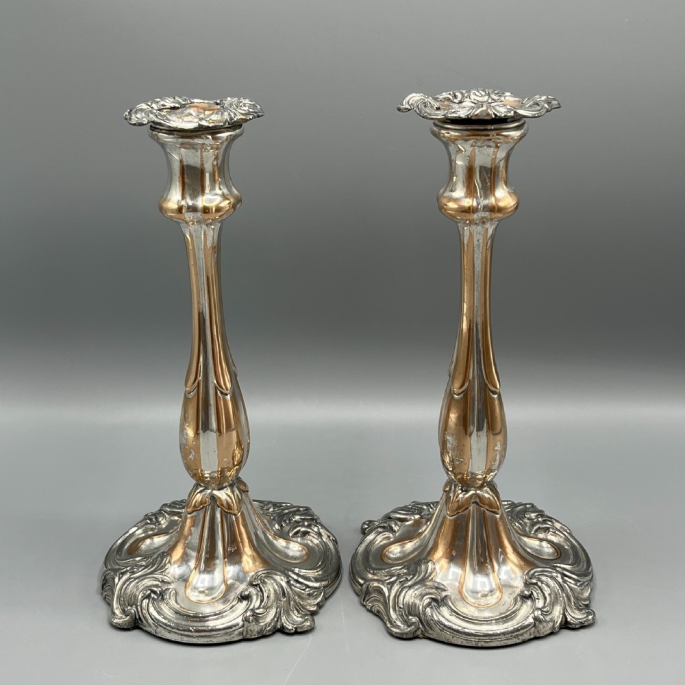 Pair Art Nouveau Silver Plated Candlesticks View IV