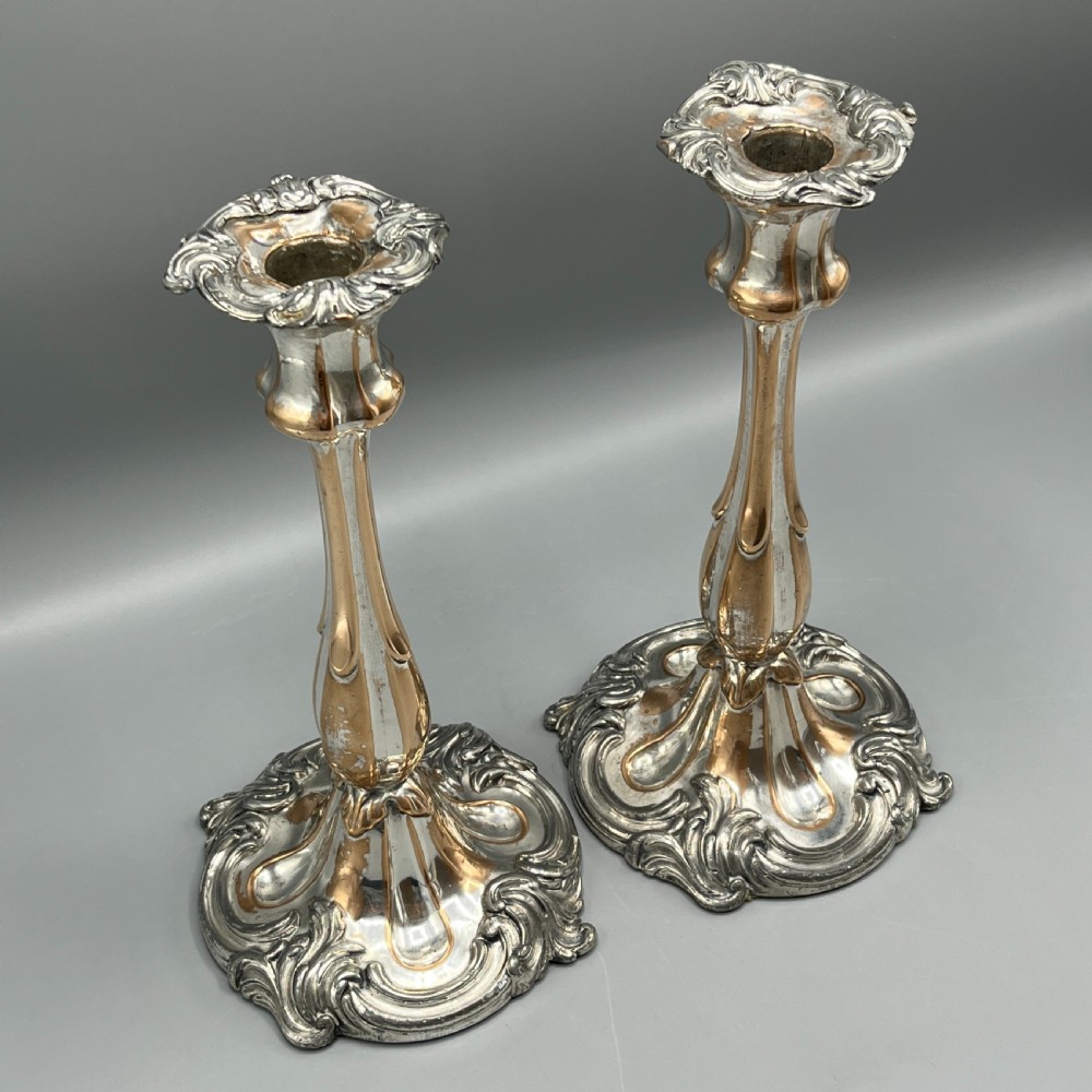Pair Art Nouveau Silver Plated Candlesticks View V