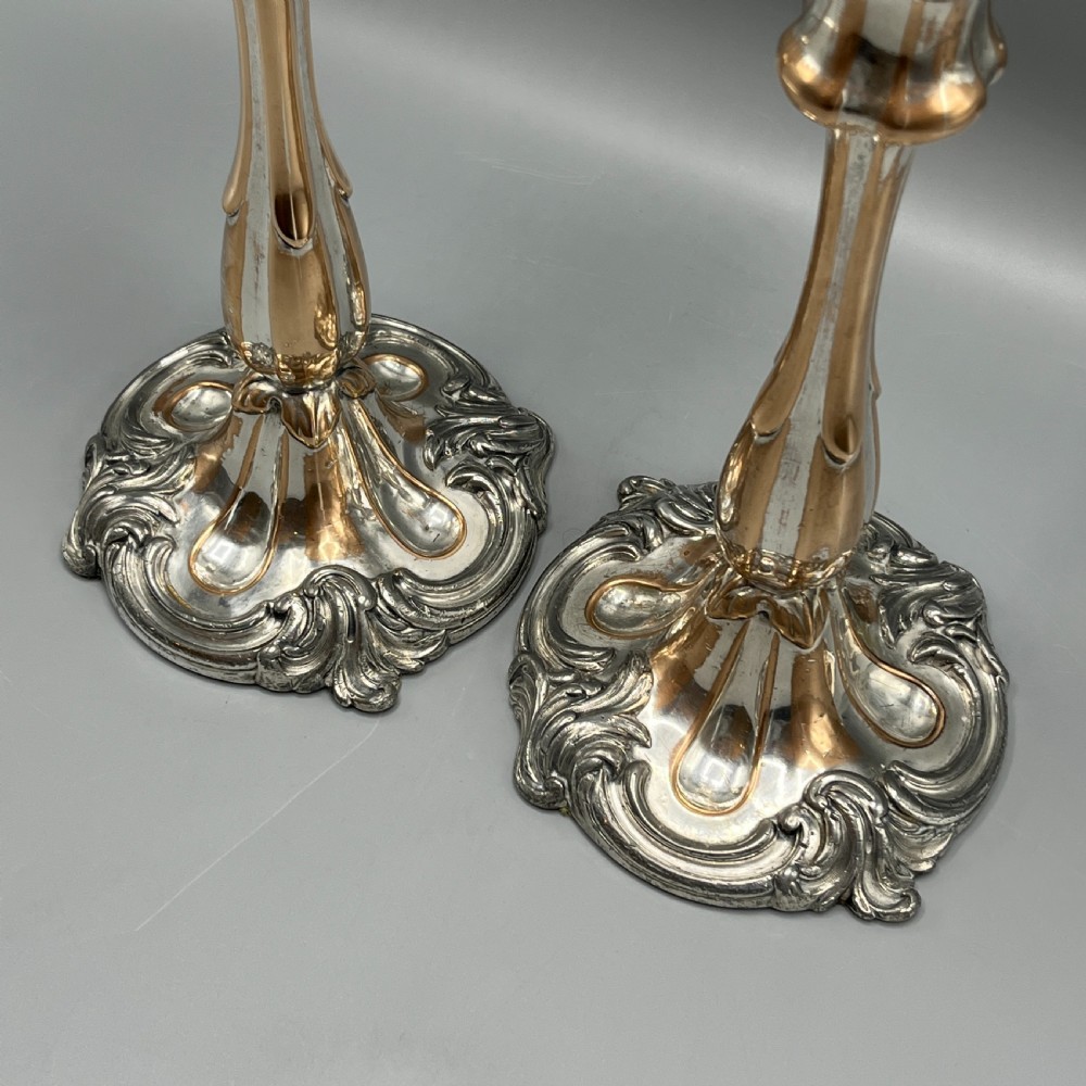Pair Art Nouveau Silver Plated Candlesticks View VIII