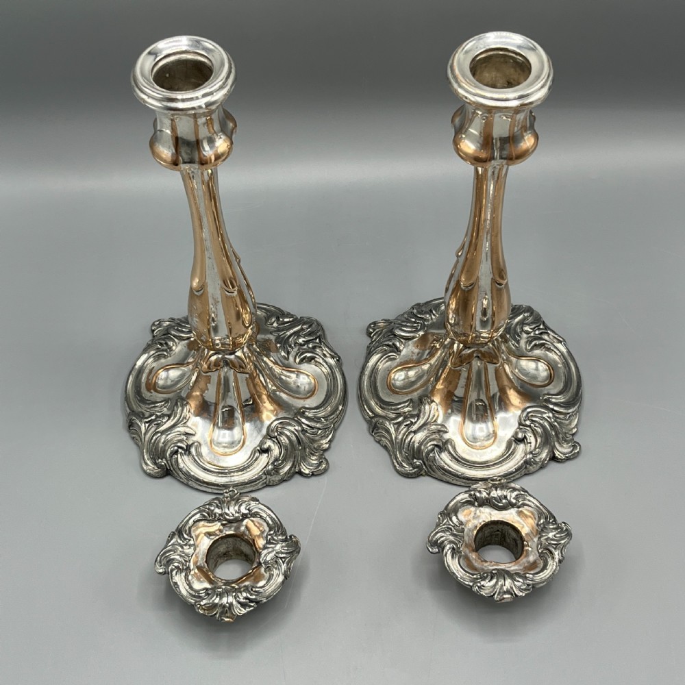 Pair Art Nouveau Silver Plated Candlesticks View IX