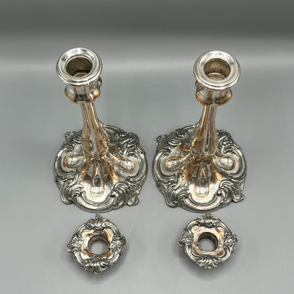 Pair Art Nouveau Silver Plated Candlesticks View X