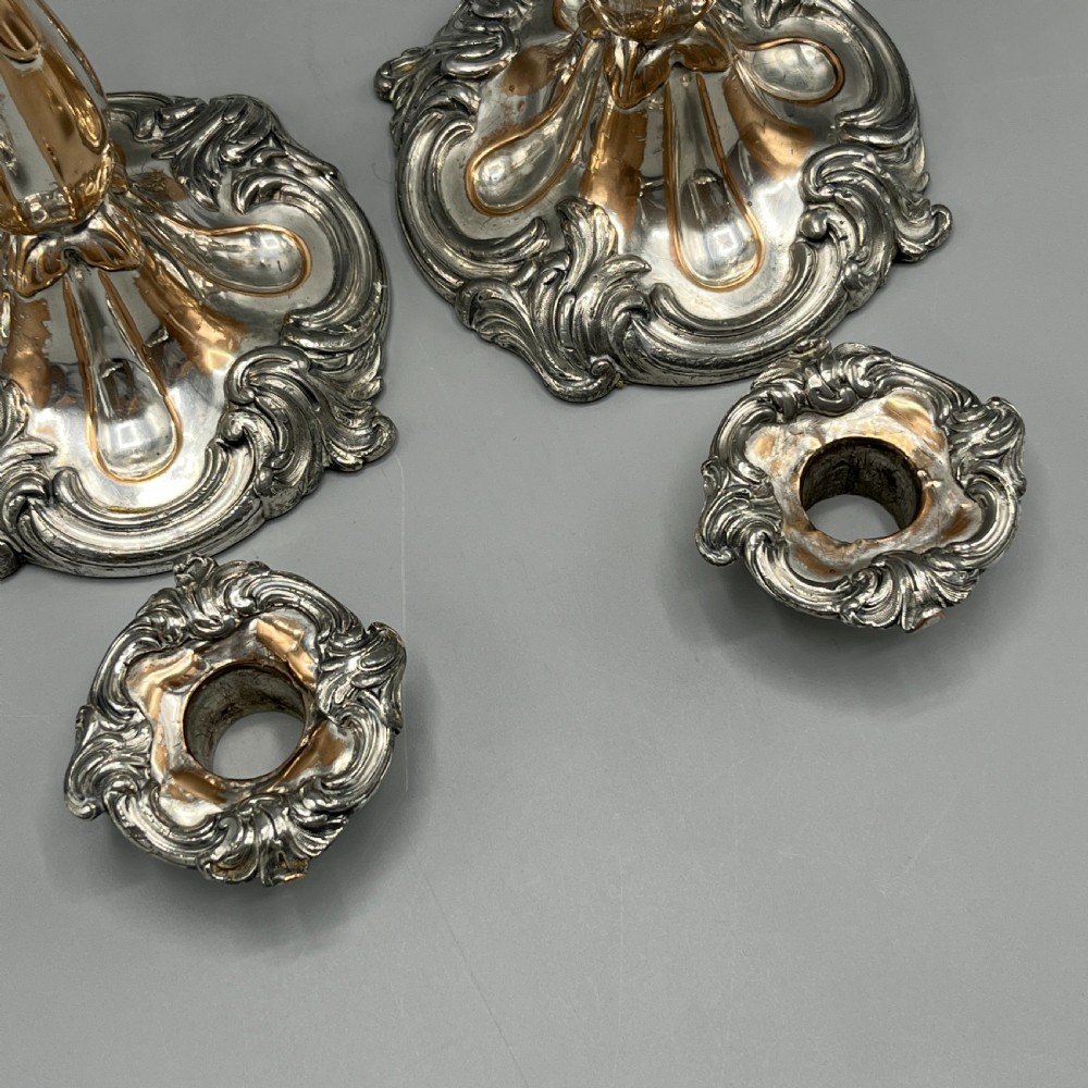 Pair Art Nouveau Silver Plated Candlesticks View XI